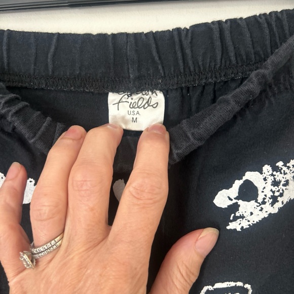 Vintage 80s Cotton Fields Black White  Graphic Fish Pant Top Set  Beach S/M - Picture 9 of 10